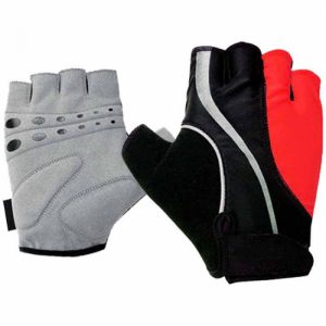 Blue and grey cycling gloves