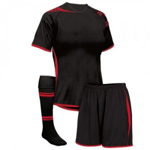 Villgro custom soccer uniform set in black and red